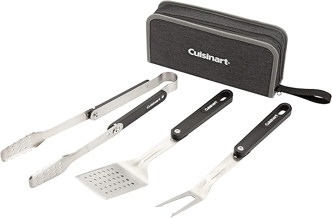 4 PCS FOLDING GRILL TOOL SET (STAINLESS STEEL AND BLACK)